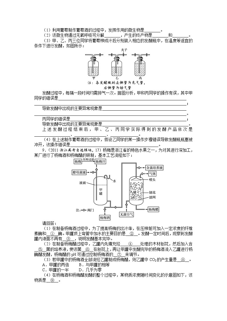 生物人教版选修1课后训练:专题1 1.1果酒和果醋的制作 Word版含解析第2页