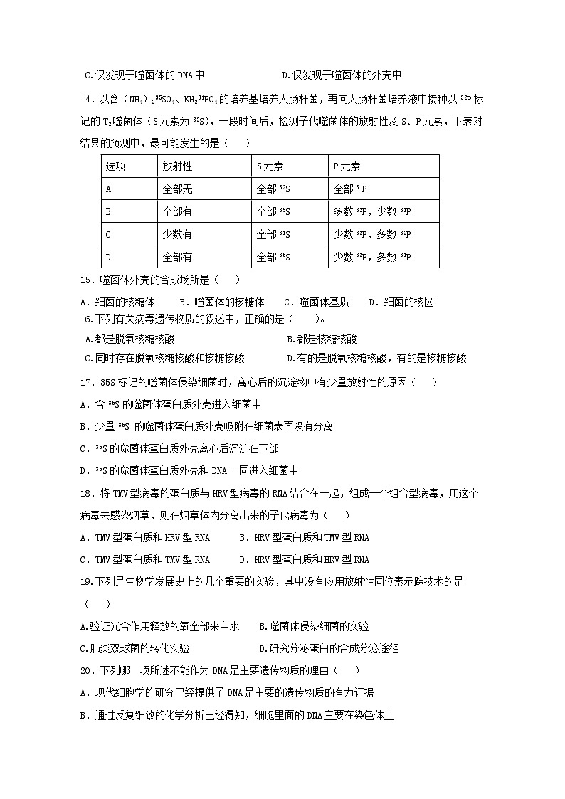 (人教版)高一生物必修二同步练习 3.1dna是主要的遗传物质 word版含答案03