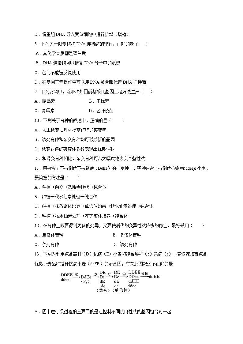 (人教版)高一生物必修二同步练习 6.2基因工程及其应用 word版含答案第2页