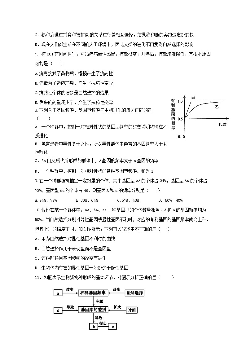 (人教版)高一生物必修二同步练习 7.2现代生物进化理论的主要内容 word版含答案第2页