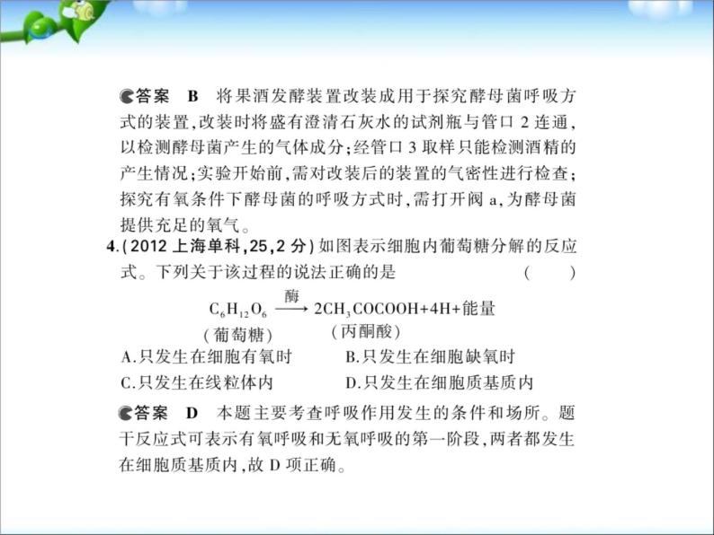 高考生物一轮复习课件：专题5_细胞呼吸06