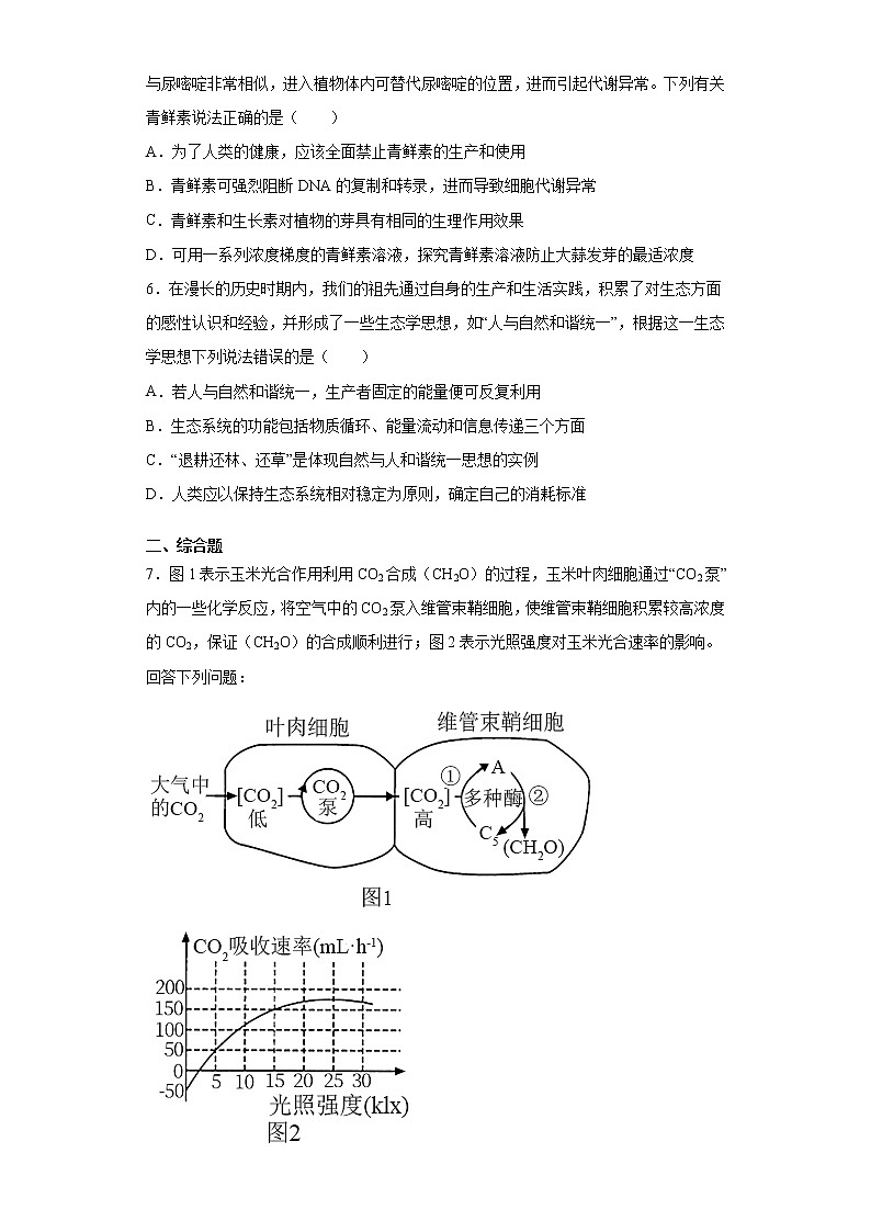 2021届宁夏中卫市高三二模试理综生物试题(word版 含答案)02