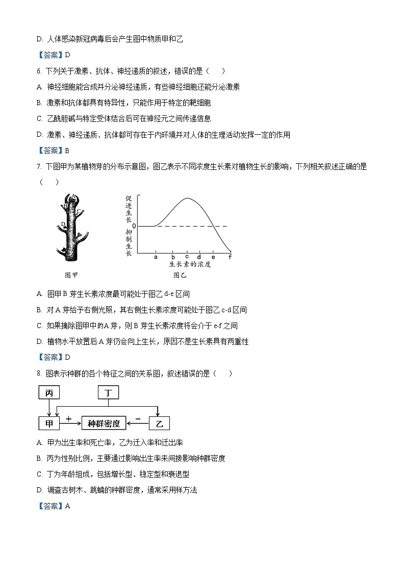 江苏省南通市海安市2020-2021学年高二上学期学业质量监测生物试题03