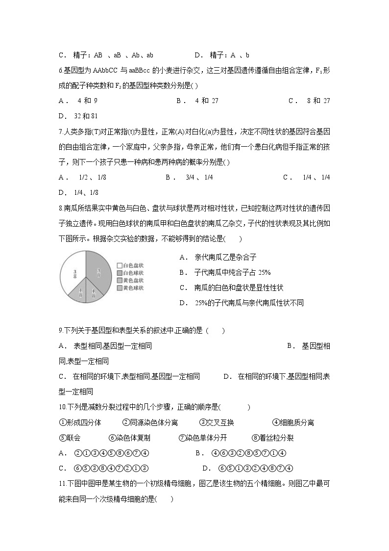 江苏省苏州市陆慕高级中学2020-2021学年高一下学期3月月考生物试卷02