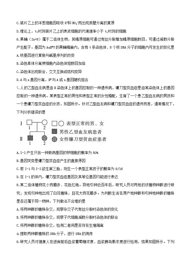 河北省鸿浩超级联考2021届高三下学期4月模拟 生物(含答案) 试卷03