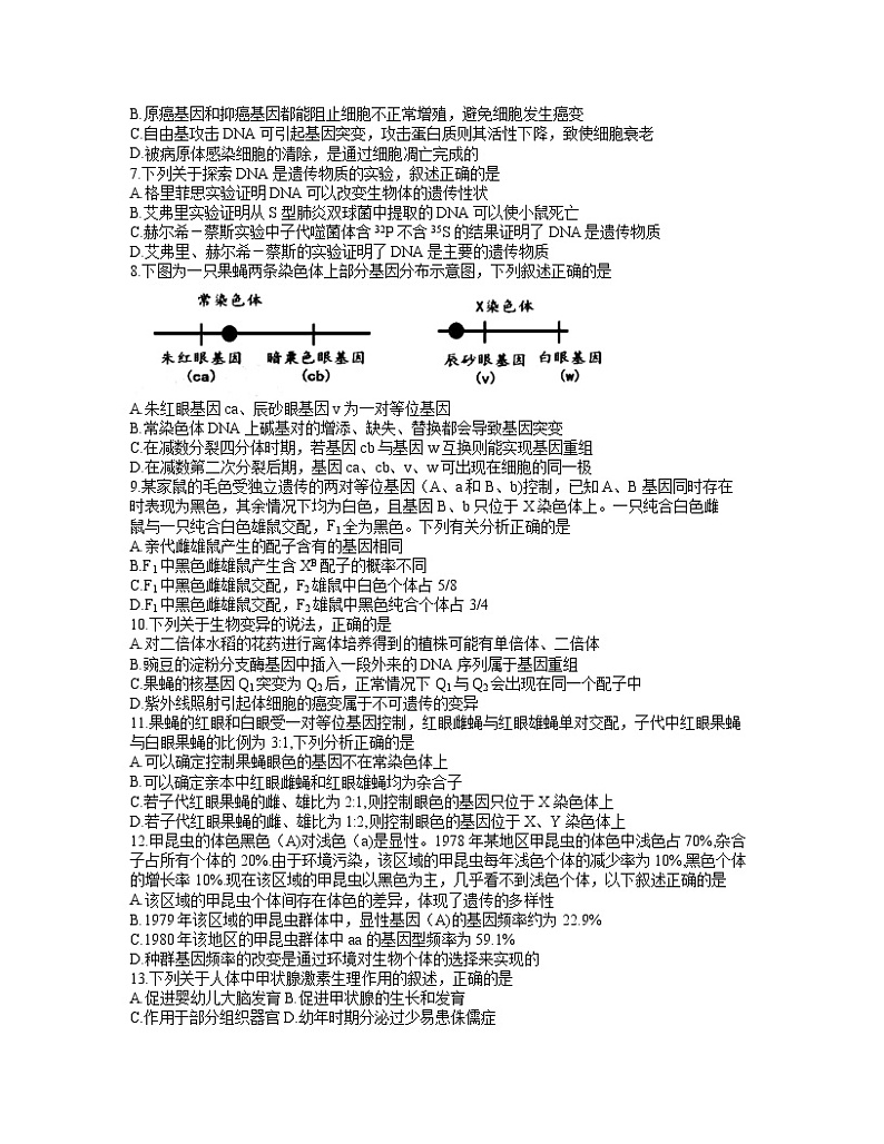 重庆市2021届高三下学期4月第二次学业质量调研抽测生物试题+答案02