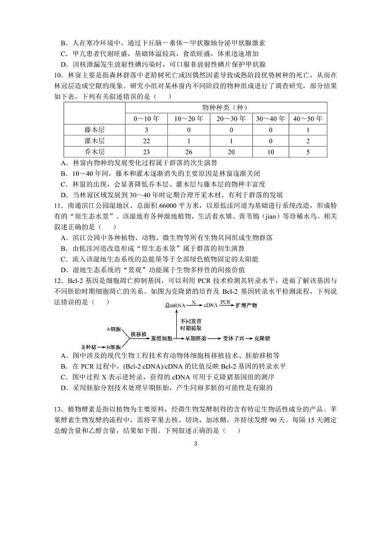 江苏省启东中学2020-2021学年高二下学期第二次月考生物试卷+答案03