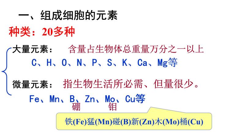 高中生物人教版 (新课标) 必修1课件  2.1 细胞中的元素和化合物04