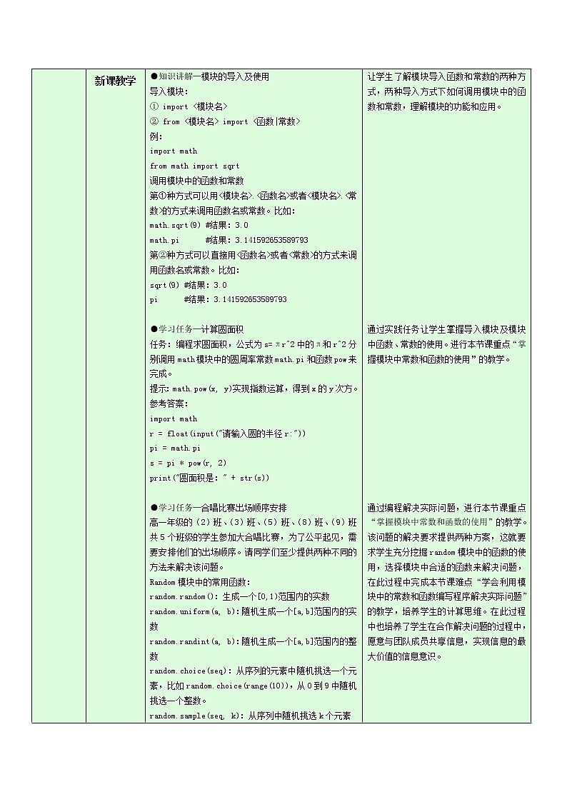 浙教版(2019)信息技术 必修1  3.2.5  Python语言程序设计——函数和模块 教学设计(2课时)02