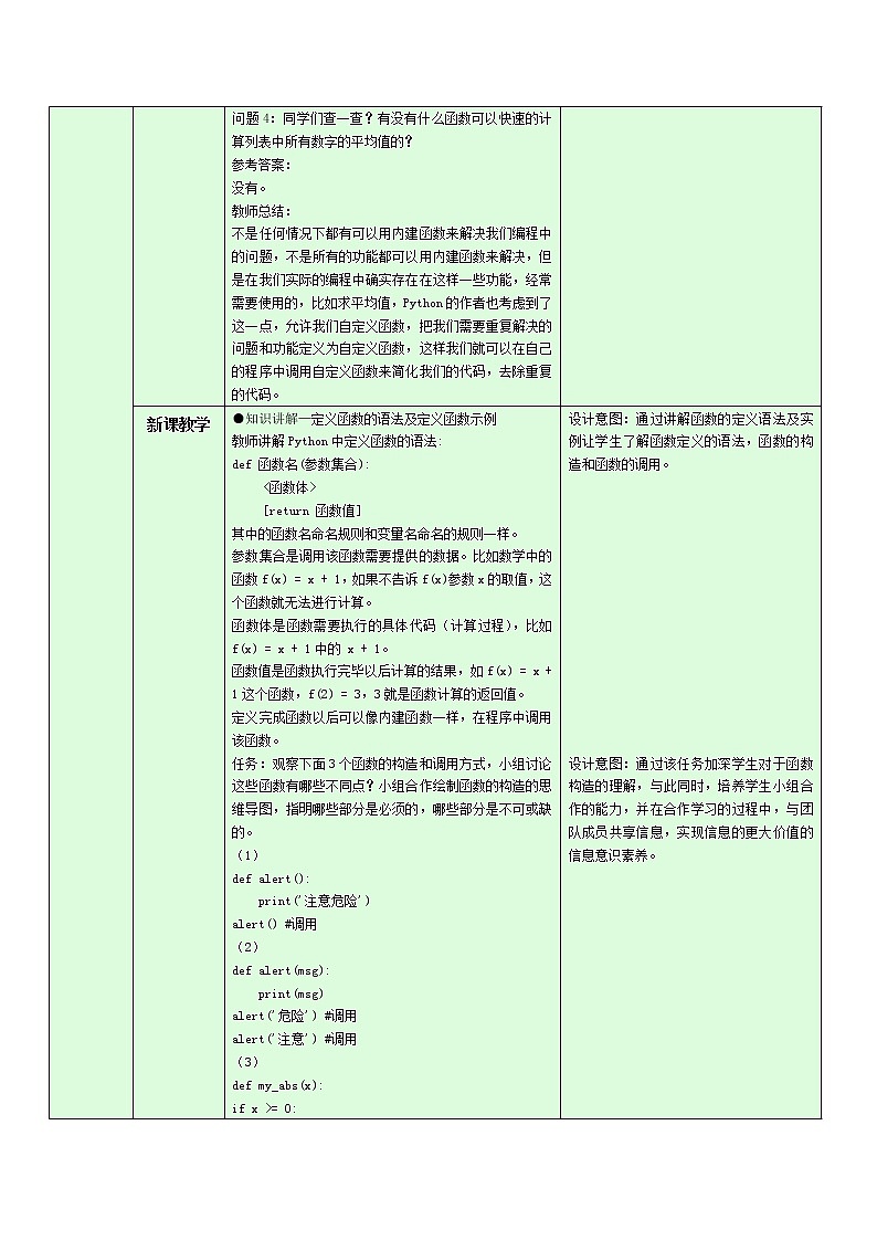 浙教版(2019)信息技术 必修1  3.2.5  Python语言程序设计——函数和模块 教学设计(2课时)02