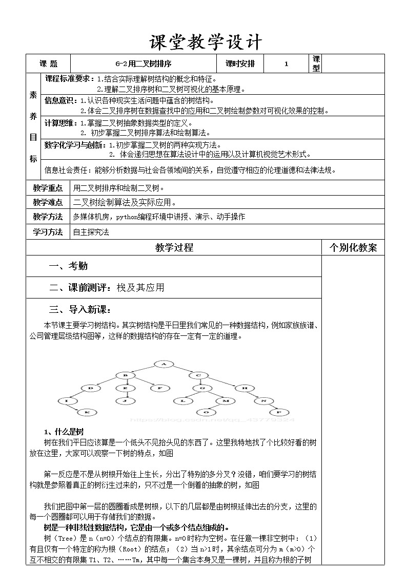 6-2用二叉树排序教案01