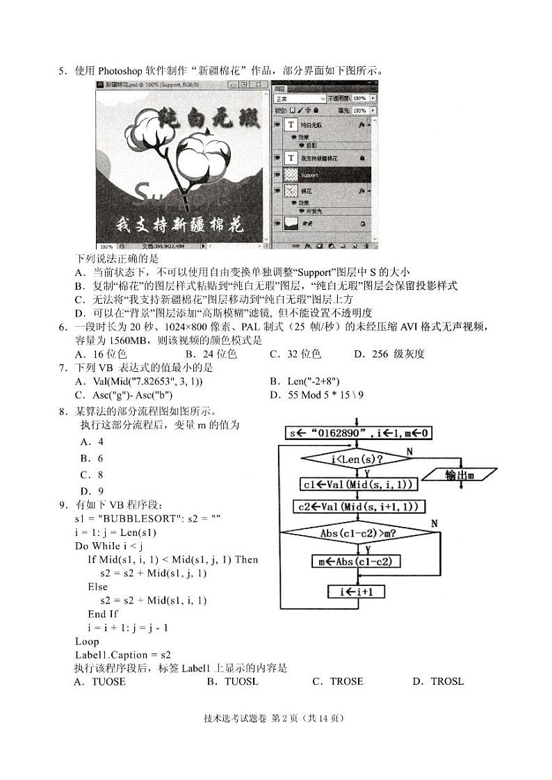 2021届浙江省绍兴市柯桥区高三下学期5月适应性考试技术试题 PDF版第2页