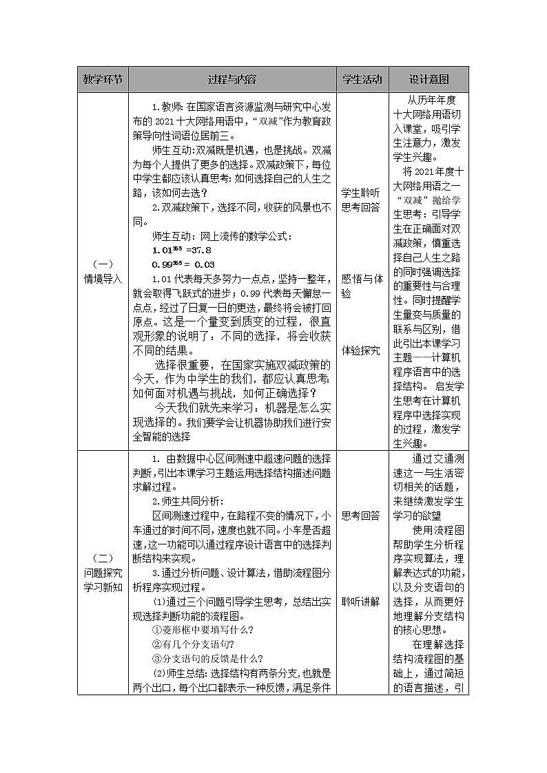 高中信息技术 必修1:《4.3运用选择结构描述问题求解过程》教案第2页
