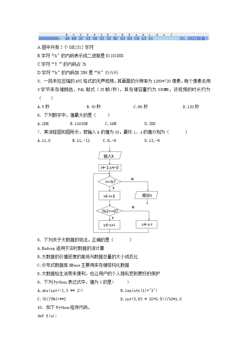 浙江省山河联盟2022-2023学年高二技术下学期3月联考试题（Word版附答案）02