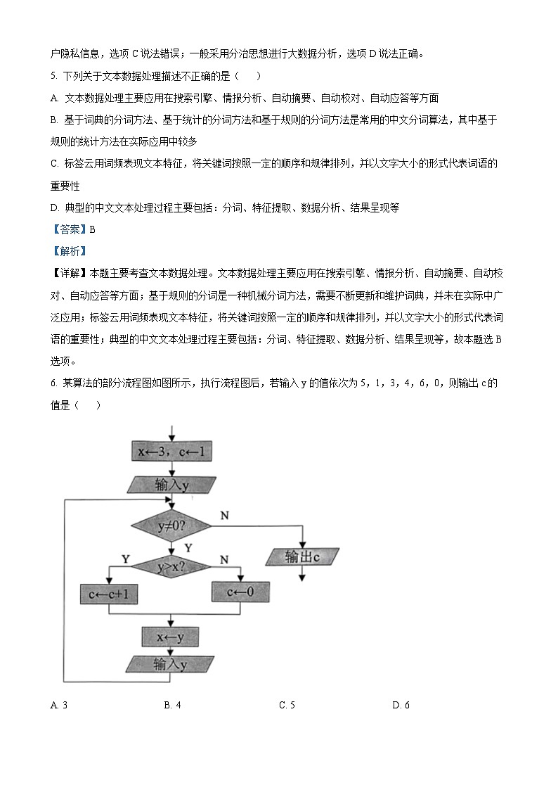 浙江省绍兴市诸暨市2022-2023学年高一技术下学期6月期末试题(Word版附解析)03