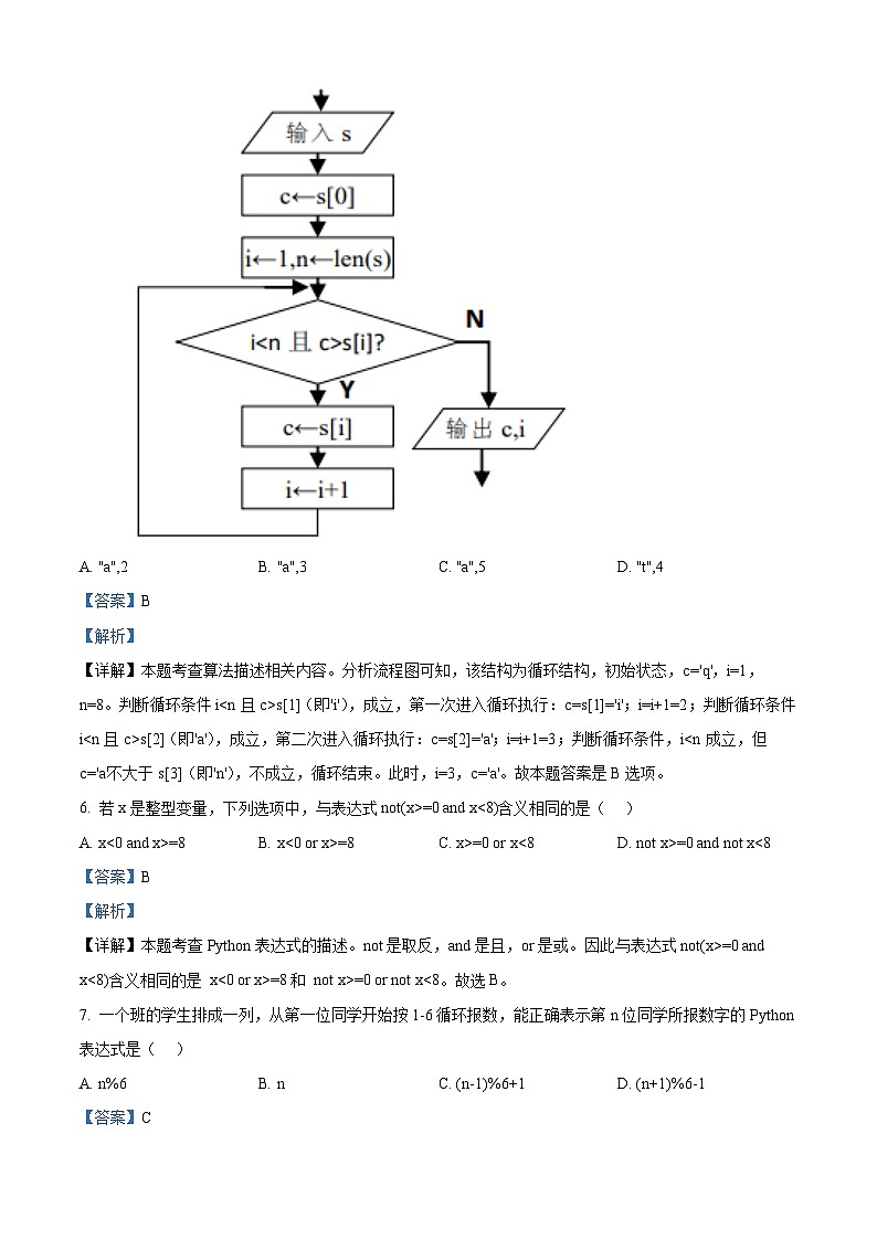 浙江省钱塘联盟2023-2024学年高二上学期期中联考信息技术试题(Word版附解析)03