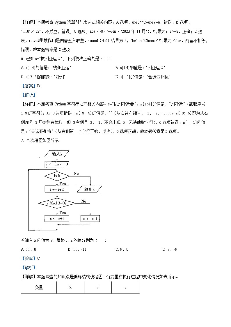 浙江省台州市山海协作体2023-2024学年高二上学期期中联考技术试题(Word版附解析)第3页