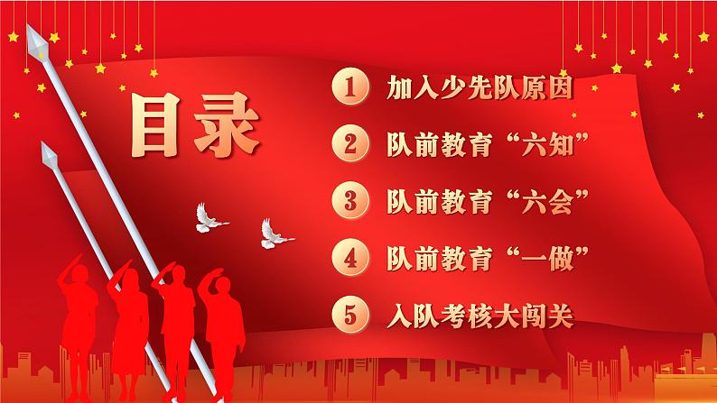 红色简约党政风少先队入队前教育知识宣传PPT课件第2页