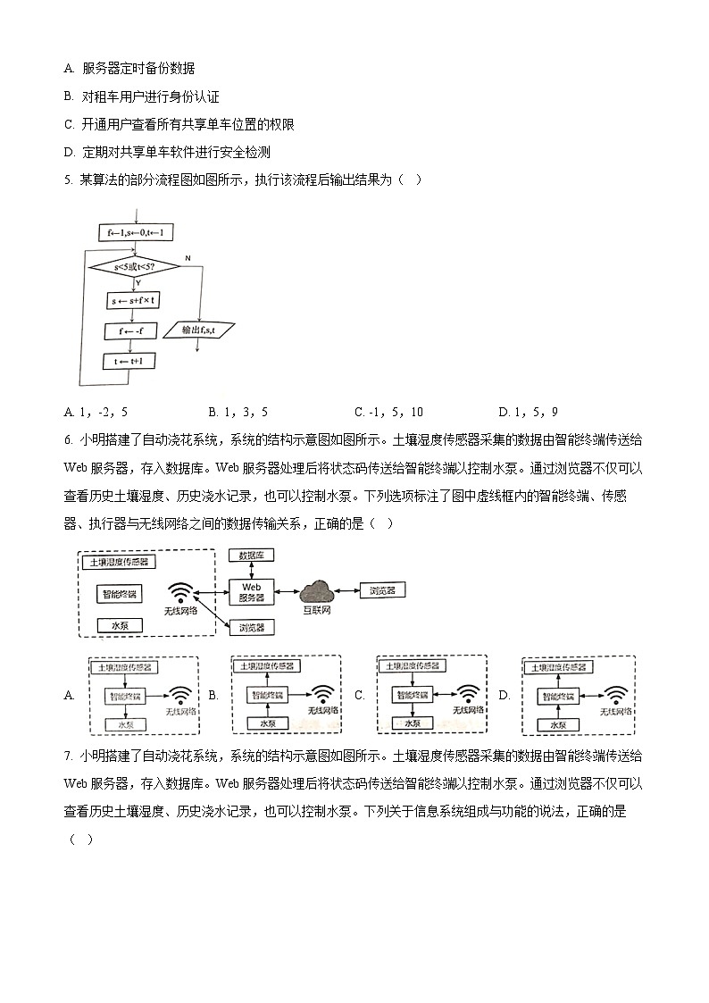 2024年6月温州学考模拟信息技术试题 Word版无答案第2页