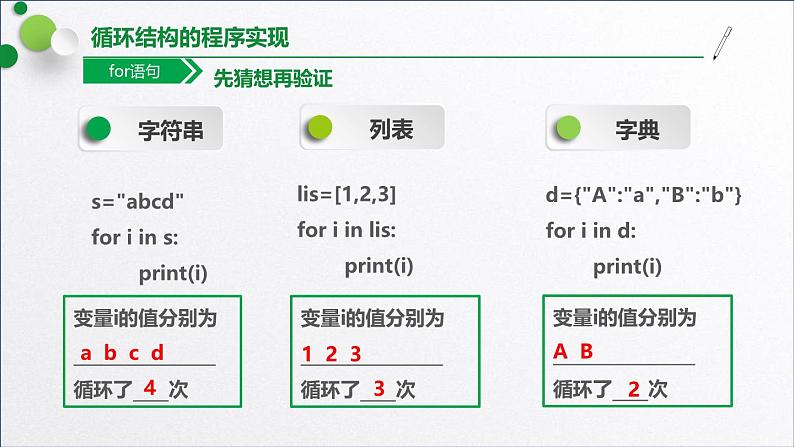 浙教版(2019)高中信息技术必修一 3.2.6循环结构(for) 课件07
