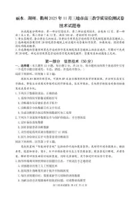 浙江省湖州市、丽水市、衢州市2025-2026学年高三上学期11月月考技术试卷(PDF版附答案)