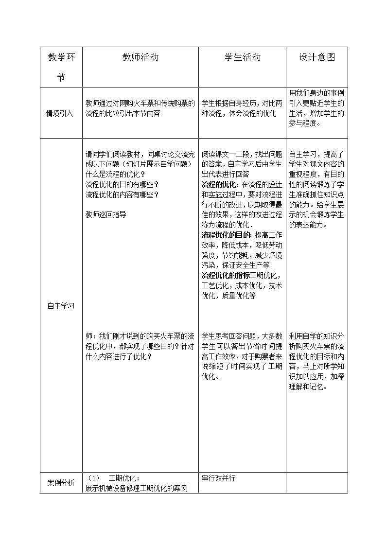 苏教版通用技术必修二 2.3 流程的优化 第1课时教案02