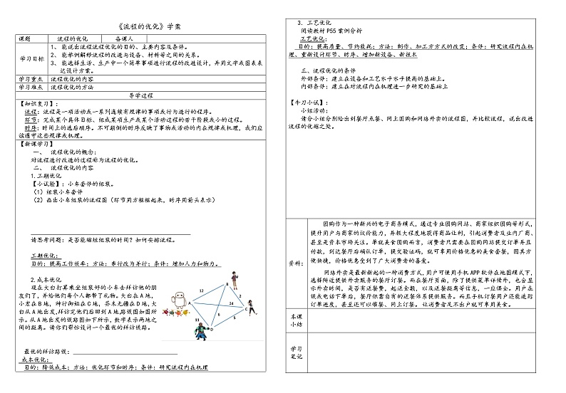 苏教版通用技术必修二 2.3流程的优化 教案 201