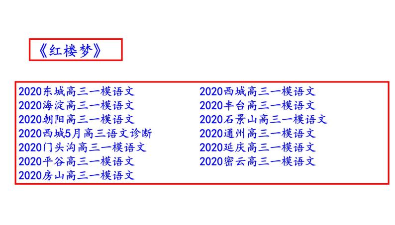 北京市2020届高三一模语文分类汇编之《红楼梦》(十三区共34张PPT）02