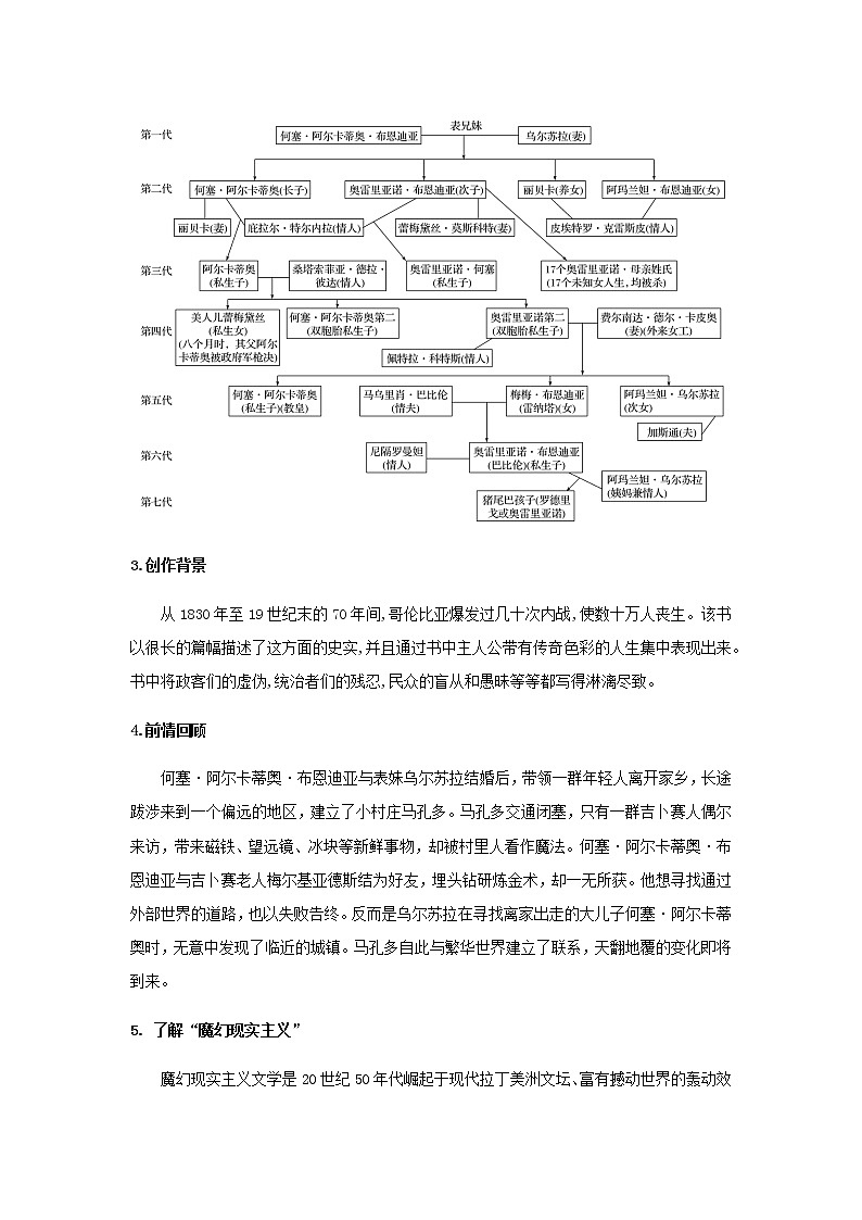 高中语文人教统编版选择性必修 上册 第三单元10《百年孤独(节选)》(教案)第3页