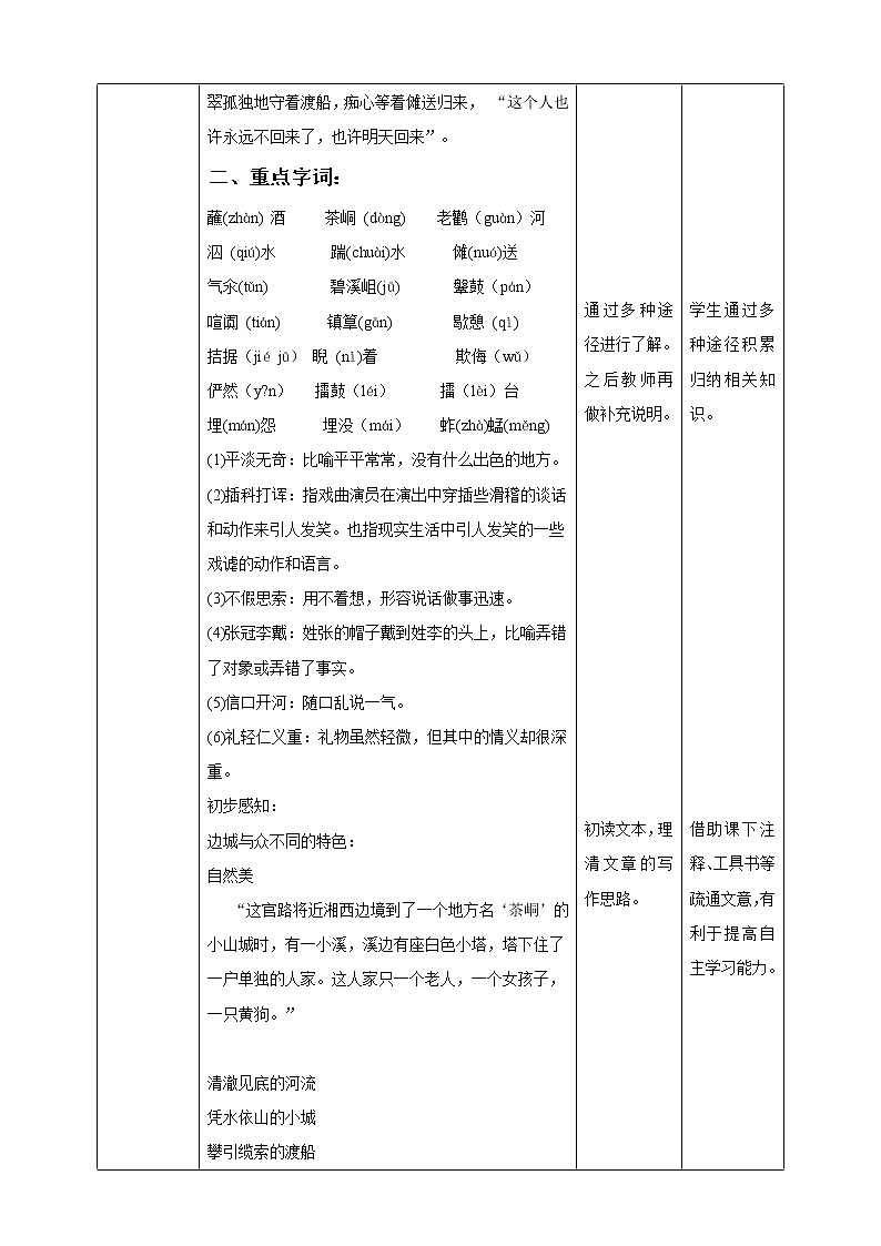 高中语文 选择性必修下第二单元5.2《边城》教案第3页