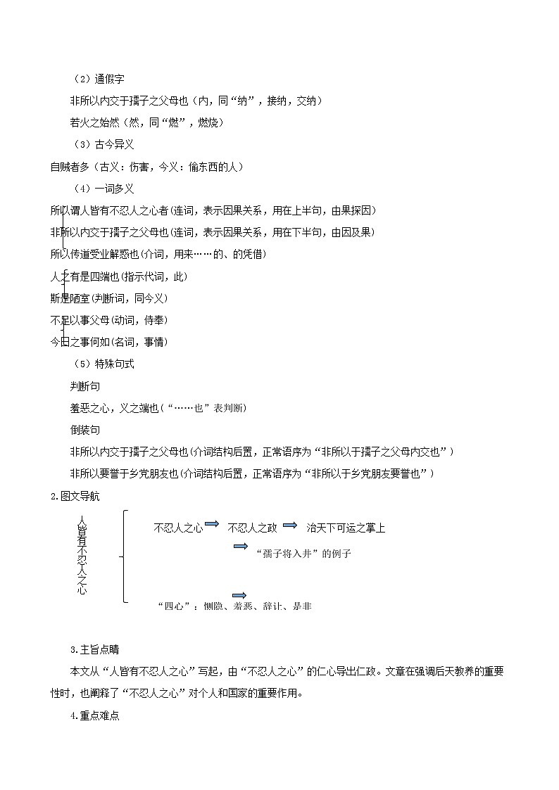 2020-2021学年部编版高中语文选择性必修上册 人皆有不忍人之心 学案第2页