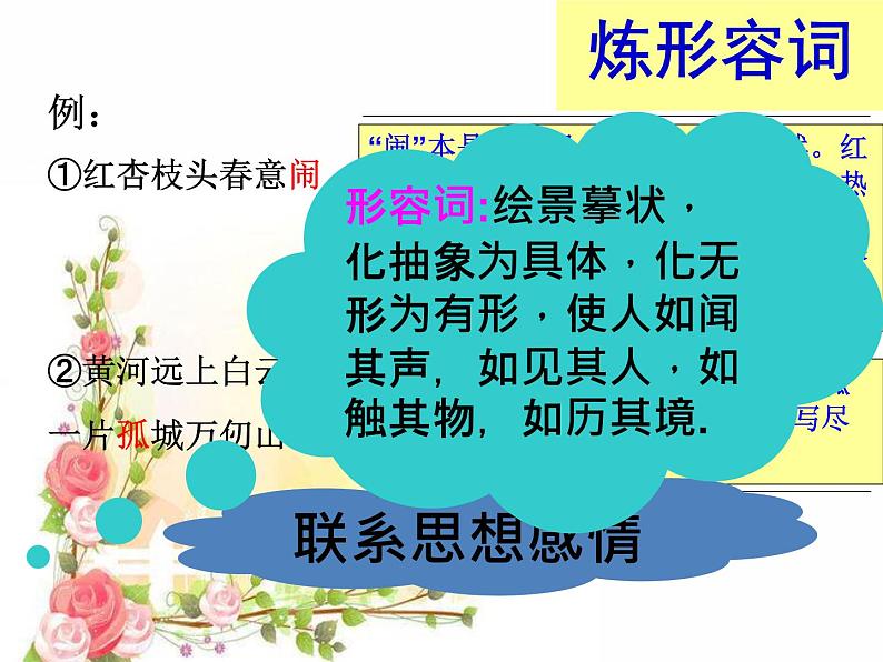 2020-2021学年高中语文 二轮复习 《千锤百“炼”的智慧—— ——古典诗词鉴赏炼字专题》教学课件(24张PPT)第7页