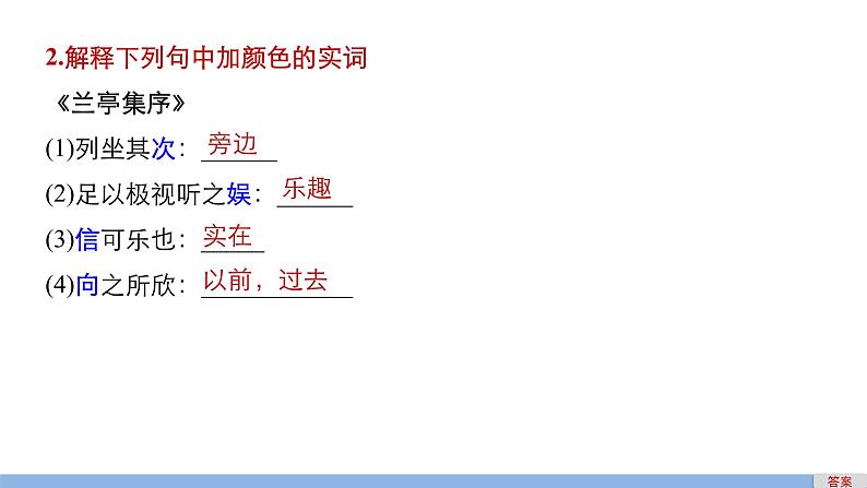 人教版必修二《兰亭集序》梳理复习 课件(13张)06