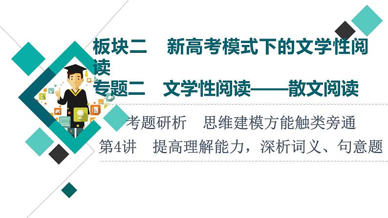 板块2 专题2 考题研析 第4讲 提高理解能力,深析词义、句意题课件PPT第1页
