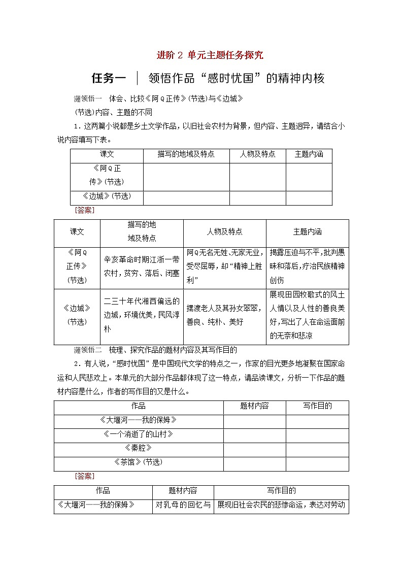 2021_2022学年新教材高中语文第2单元进阶2单元主题任务探究学案新人教版选择性必修下册第1页