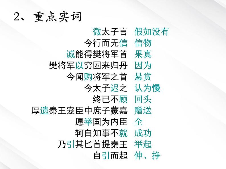 河北省保定市物探中心学校第一分校高一语文课件:《荆轲刺秦王——语法知识》04