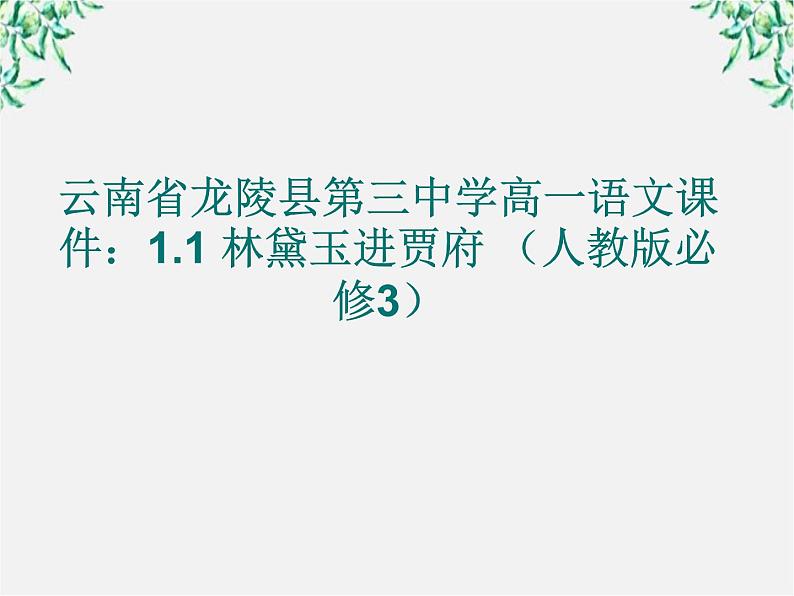 云南省龙陵县第三中学高一语文课件:1.1 林黛玉进贾府 (人教版必修3)224第1页