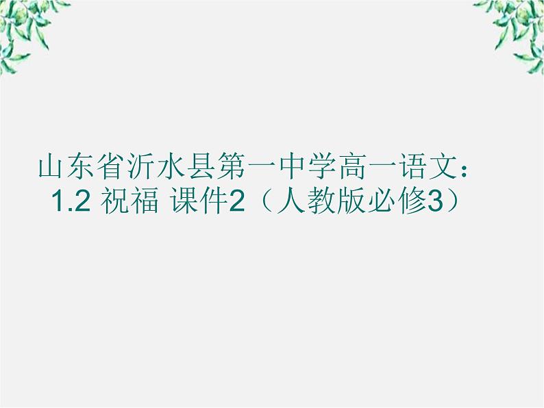 山东省沂水县第一中学高一语文:1.2 祝福 课件2(人教版必修3)27701