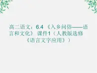高二语文：6.4 《入乡问俗——语言和文化》 课件1（人教版选修《语言文字应用》）