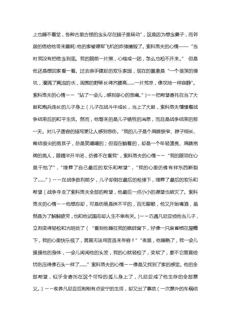 高中語文秋季一輪復習備課系列：2.1《一個人的遭遇（節(jié)選）》教案1（蘇教版必修2）546第2頁