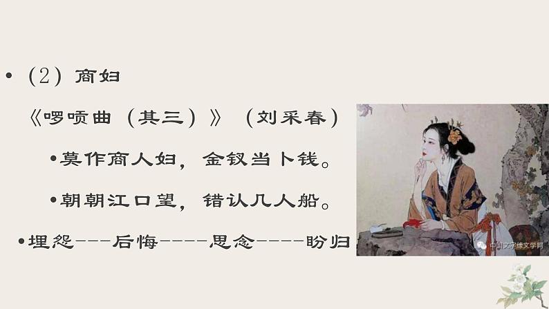 2022届高考诗歌鉴赏复习专题之闺怨诗宫怨诗鉴赏课件(37张PPT)07