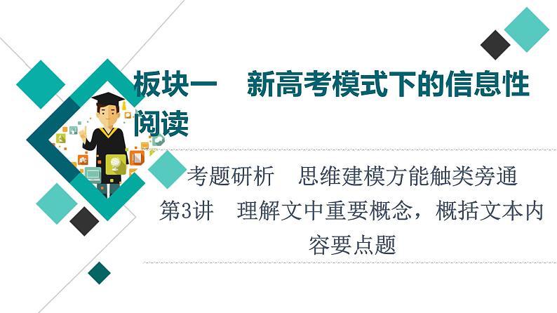 板块1 考题研析 第3讲 理解文中重要概念,概括文本内容要点题课件PPT第1页