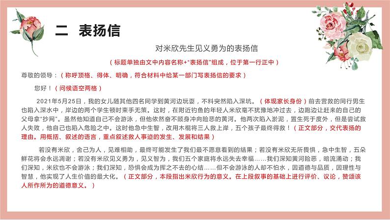 29 2022高考作文12种应用文格式大全(一)书信、表扬信、贺信、慰问信、倡议书-2022年高考作文热点新闻素材积累与运用课件PPT第8页