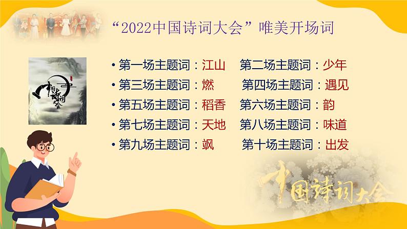 高考语文复习----赏诗词美蕴 成灿烂华章(“2022中国诗词大会”唯美开场词赏析与训练)课件PPT第3页