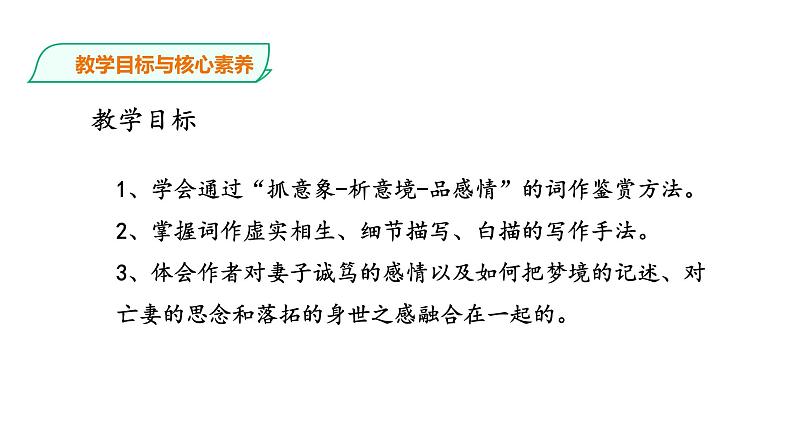 高中语文 选择性必修上册 《江城子·乙卯正月二十日夜记梦》课件05