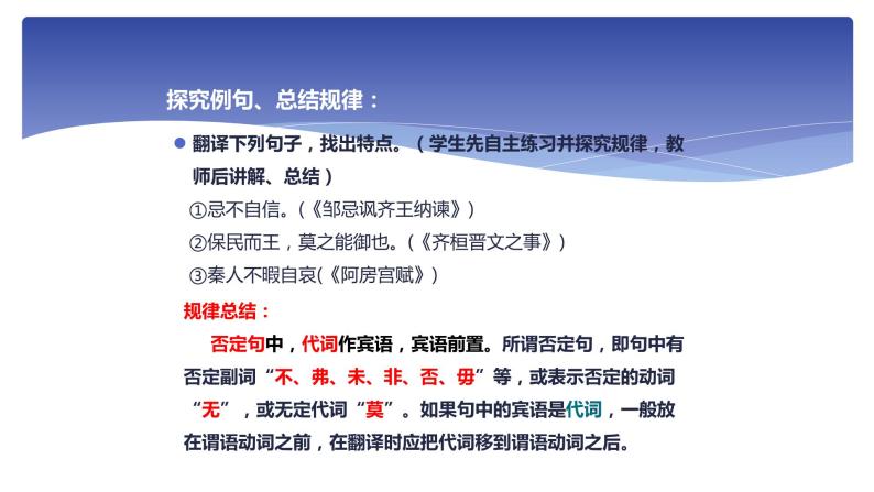 人教部编版高中语文必修下册 期末复习——文言文倒装句式    课件06