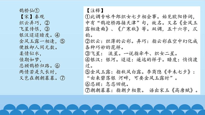 人教部编版高中语文必修上册 古诗词诵读——鹊桥仙 课件第6页