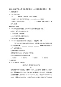 2020-2021学年上海市崇明区高三（上）期末语文试卷（一模）
