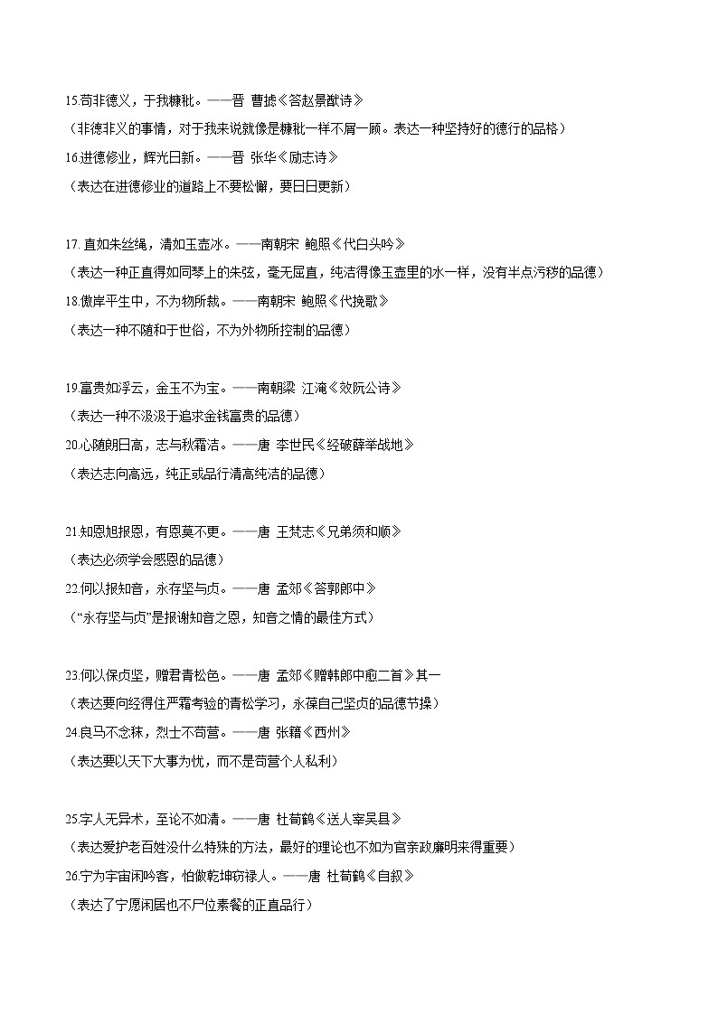 专题29 品德与名声作文素材整理:好句积累+精彩段落+高考作文练习-2022年高考语文作文素材积累及练习02