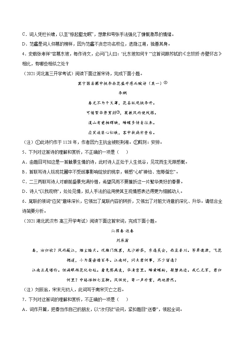 专题05 古代诗歌阅读(二)(原卷版)第2页